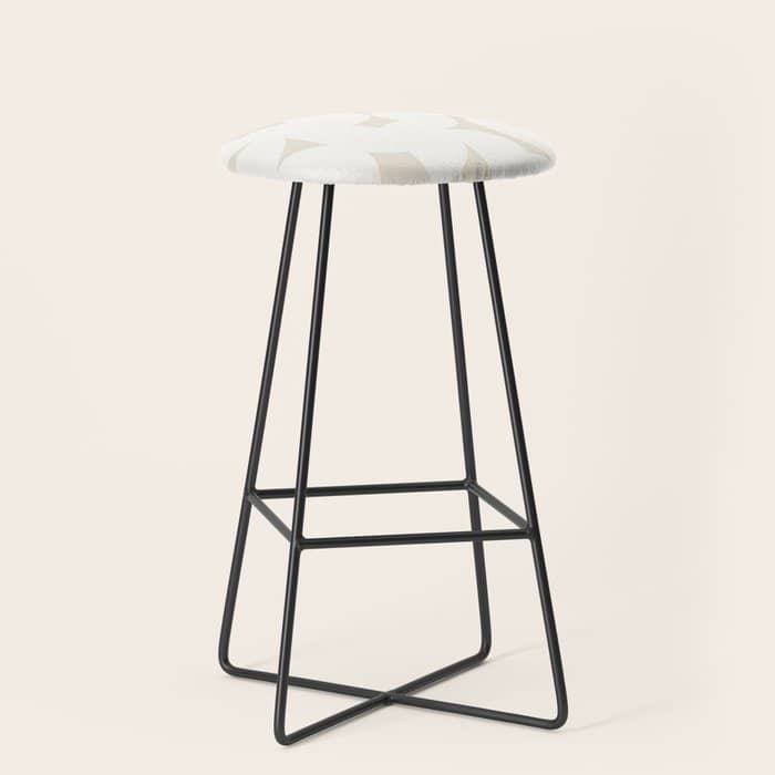 Contemporary Abstract Shapes - Neutral Off White Stool