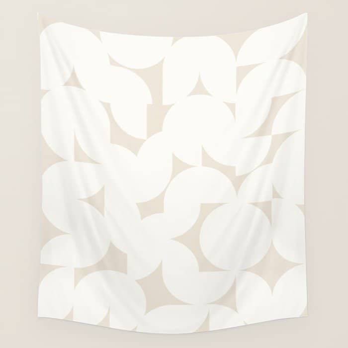 Contemporary Abstract Shapes - Neutral Off White Wall Tapestry