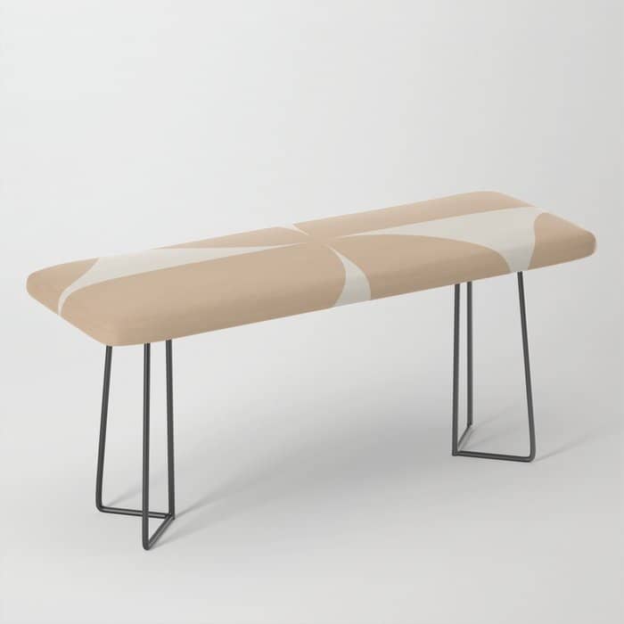 Bauhaus Mid Century Modern Geometric X Neutral Beige Bench