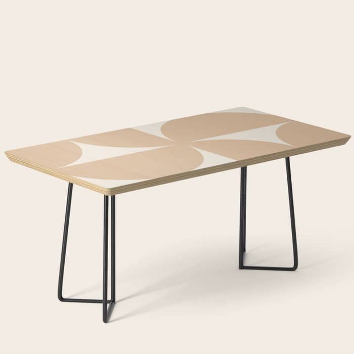 Bauhaus Mid Century Modern Geometric X Neutral Beige Coffee Table