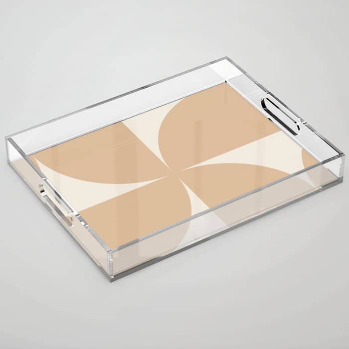 Bauhaus Mid Century Modern Geometric X Neutral Beige Acrylic Tray