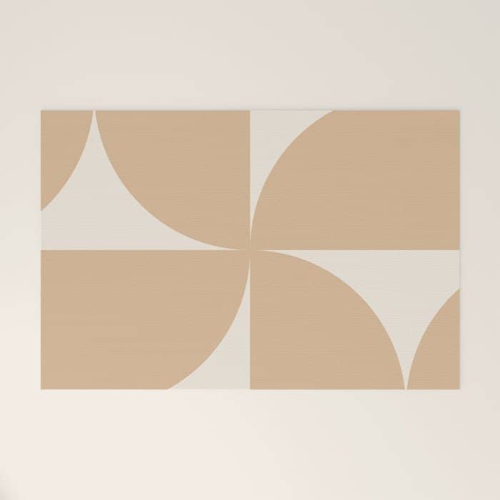 Bauhaus Mid Century Modern Geometric X Neutral Beige Welcome Mat