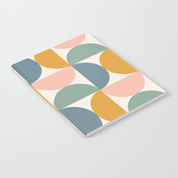 Bauhaus Mid Century Modern Geometric Ii Natural Pastel Notebook