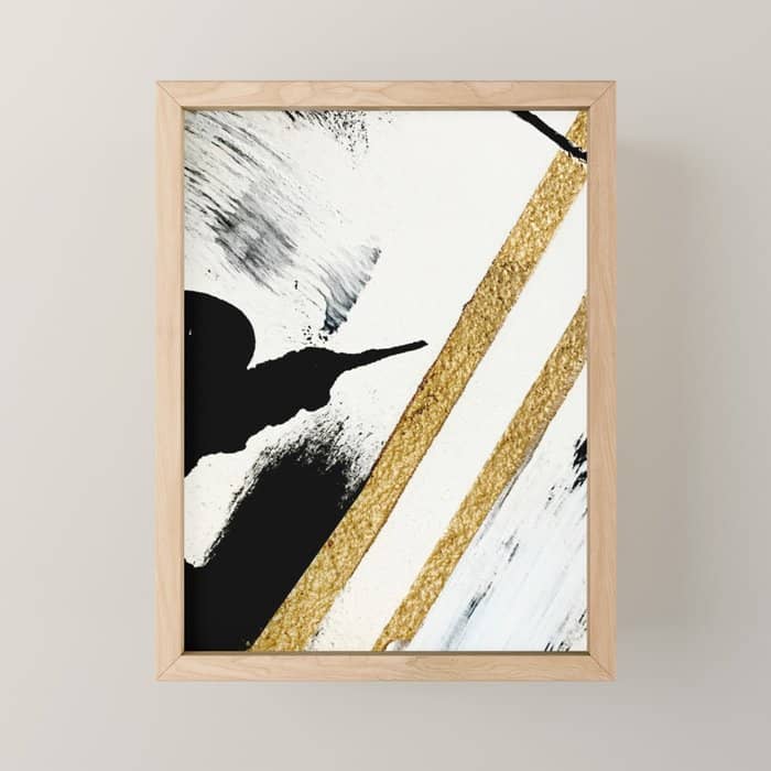 Armor [8]: A Minimal Abstract Piece In Black White And Gold By Alyssa Hamilton Art Mini Art Print