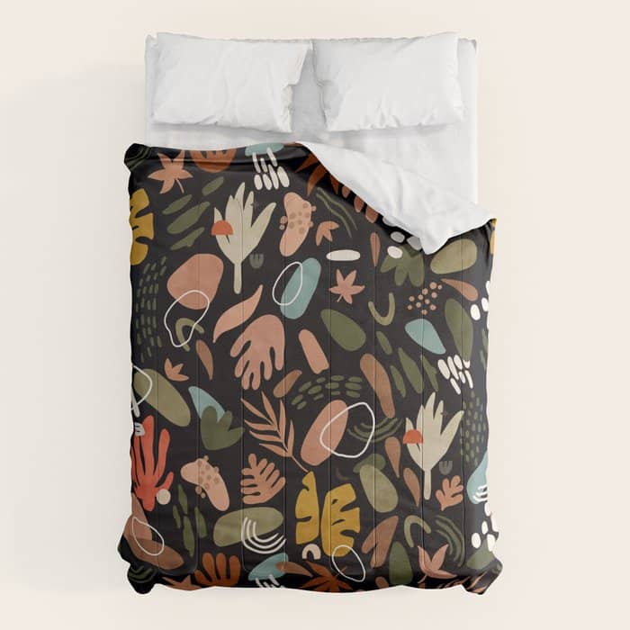Abstract Shapes Of Dark Modern Nature Comforter