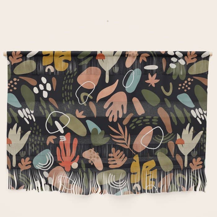 Abstract Shapes Of Dark Modern Nature Wall Hanging
