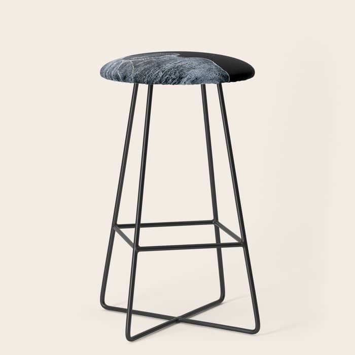 Waves On A Black Sand Beach In Iceland - Minimalist Landscape Photography Stool