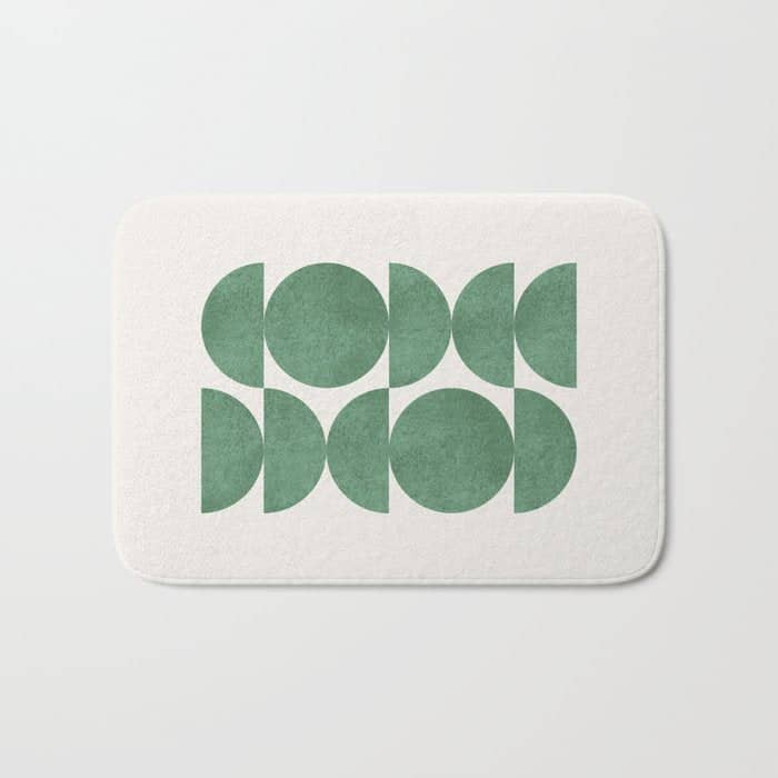 Green Retro Scandinavian - Mid Century Modern Bath Mat