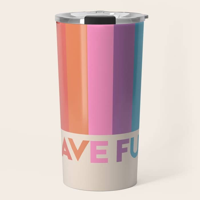 Vintage Rainbow Have Fun Text Travel Mug