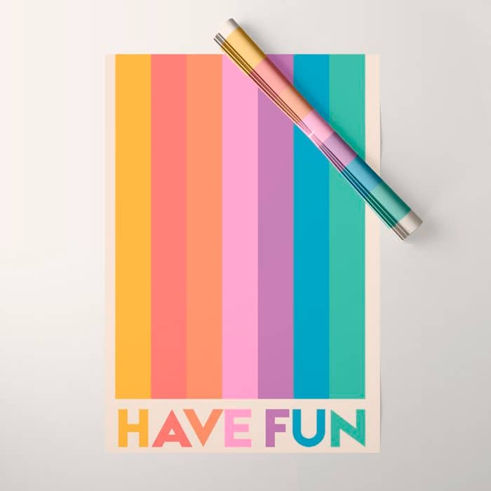 Vintage Rainbow Have Fun Text Wrapping Paper