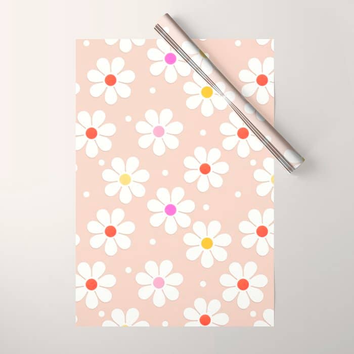 Seventies Daisies Pattern Wrapping Paper