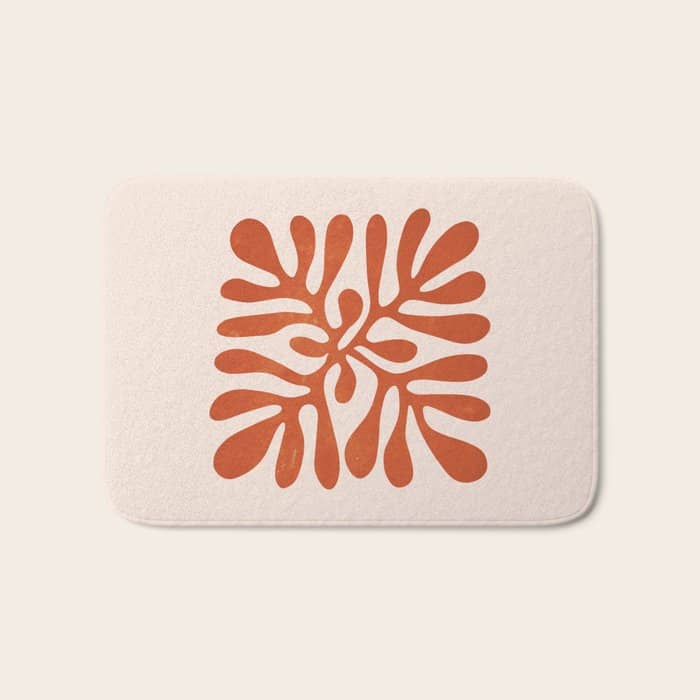 Nature Leaf Cutouts Iii: Terracotta Edition | Mid-Century Henri Matisse Series Bath Mat