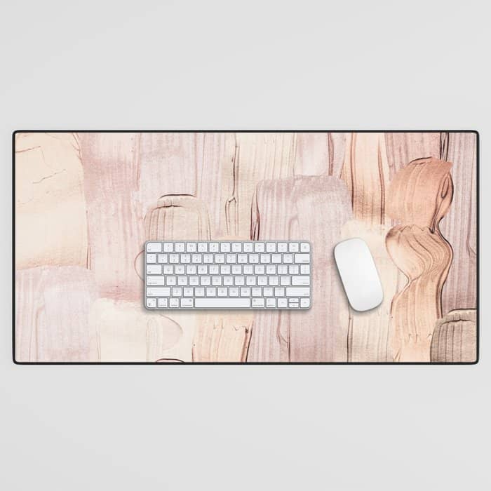 Shiny Metal Copper Hand Drawn Strokes Desk Mat