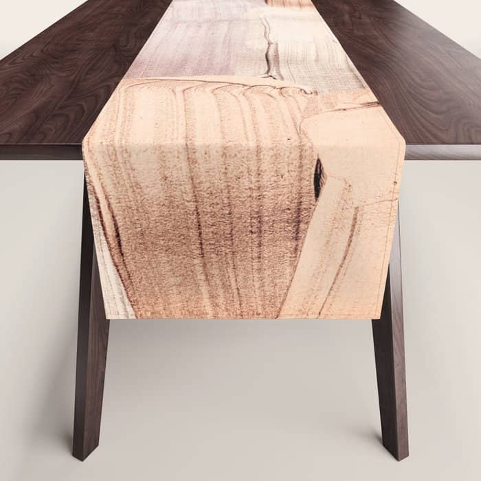Shiny Metal Copper Hand Drawn Strokes Table Runner