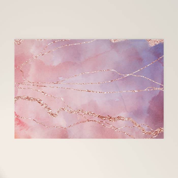 Blush And Purple Sky With Rose Gold Flashes Welcome Mat