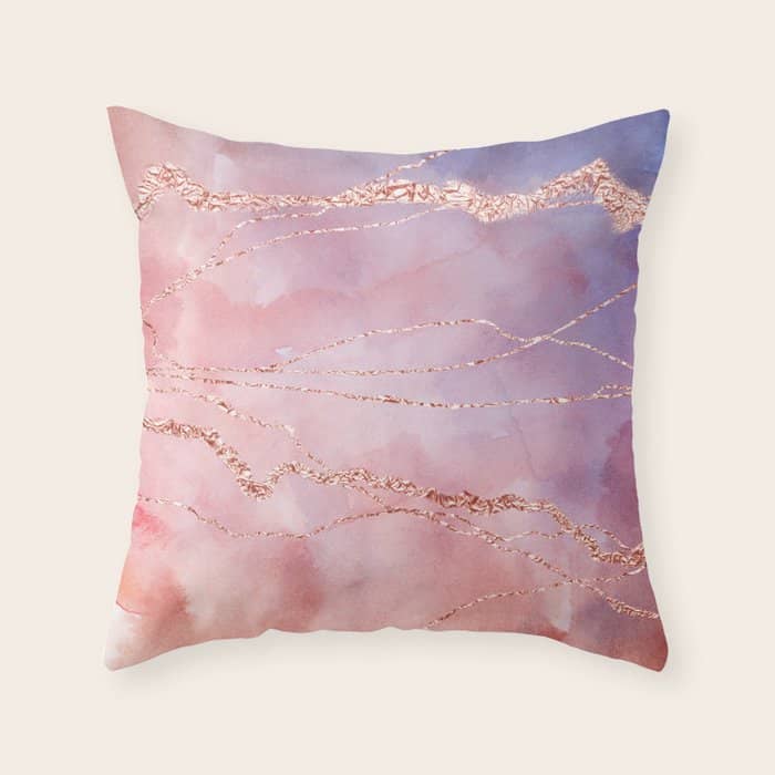 Blush And Purple Sky With Rose Gold Flashes Throw Pillow