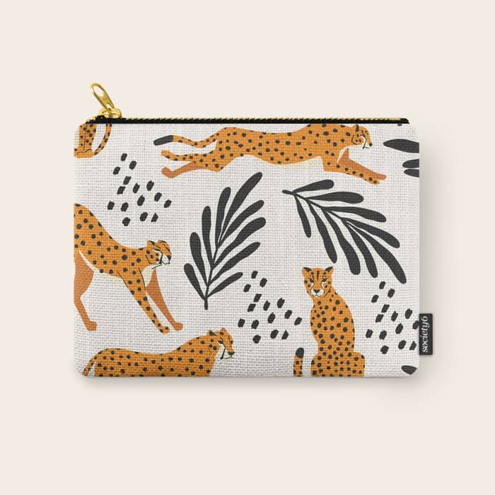 Cheetahs Pattern On White Carry All Pouch