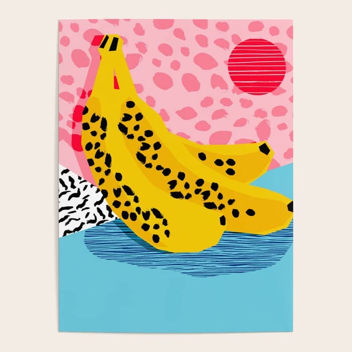 What It Is - Memphis Throwback Banana Fruit Retro Minimal Pattern Neon Bright 1980s 80s Style Art Poster