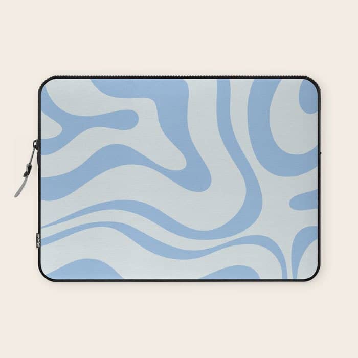 Soft Liquid Swirl Abstract Pattern Square In Powder Blue Laptop Sleeve