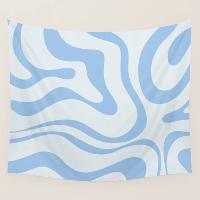 Soft Liquid Swirl Abstract Pattern Square In Powder Blue Wall Tapestry