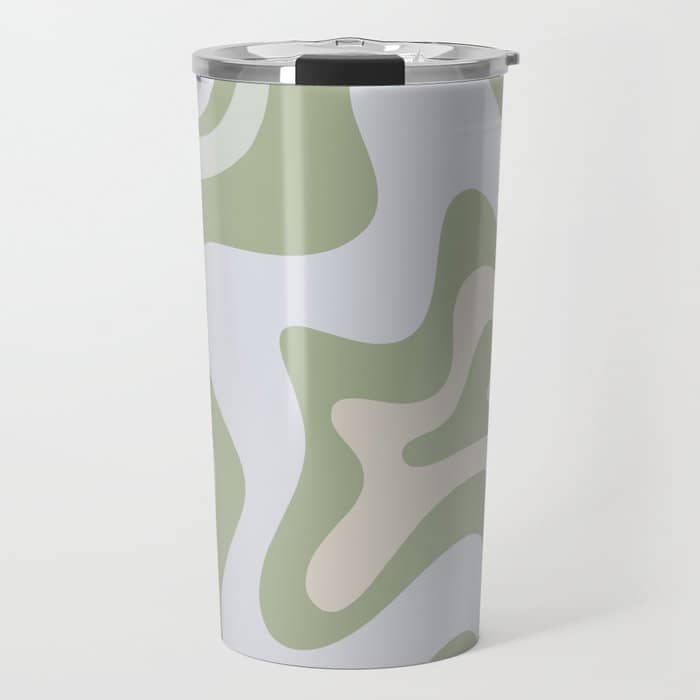 Liquid Swirl Contemporary Abstract Pattern In Light Sage Green Travel Mug