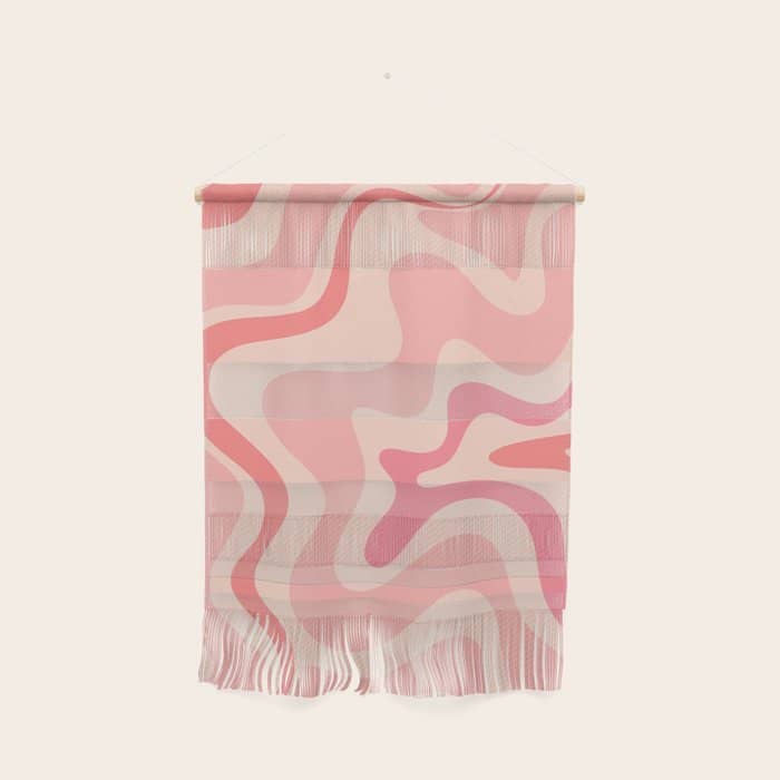 Retro Liquid Swirl Abstract In Soft Pink Wall Hanging