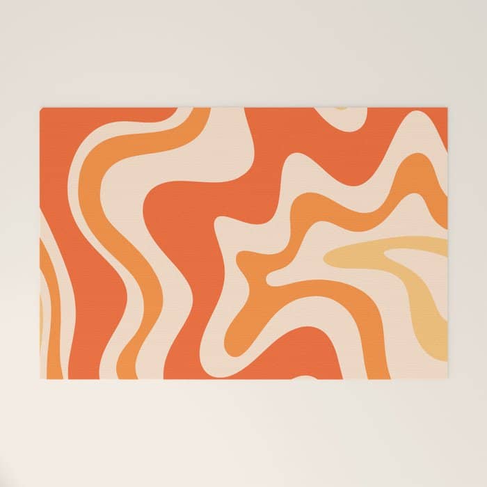 Tangerine Liquid Swirl Retro Abstract Pattern Welcome Mat