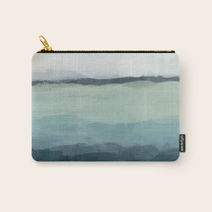 Sea Levels - Seafoam Green Mint Navy Blue Abstract Ocean Art Painting Carry All Pouch