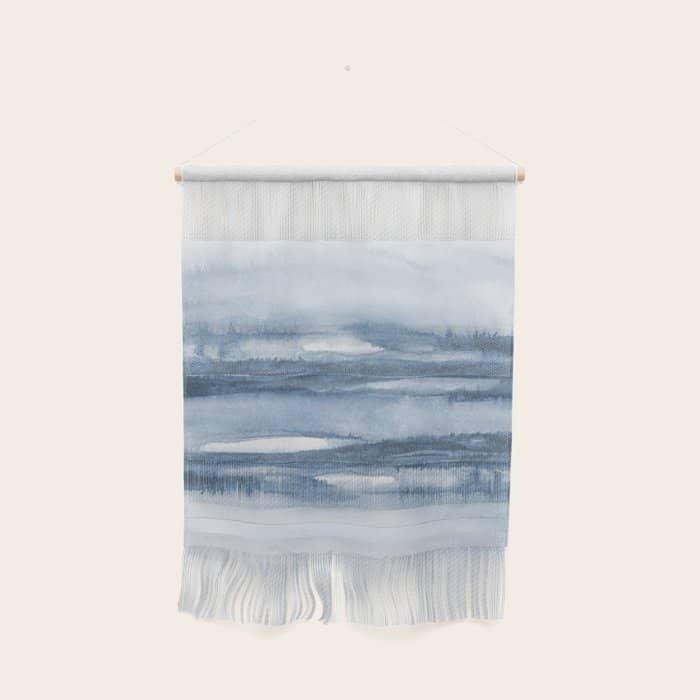 Indigo Clouds, Blue Abstract Art Wall Hanging