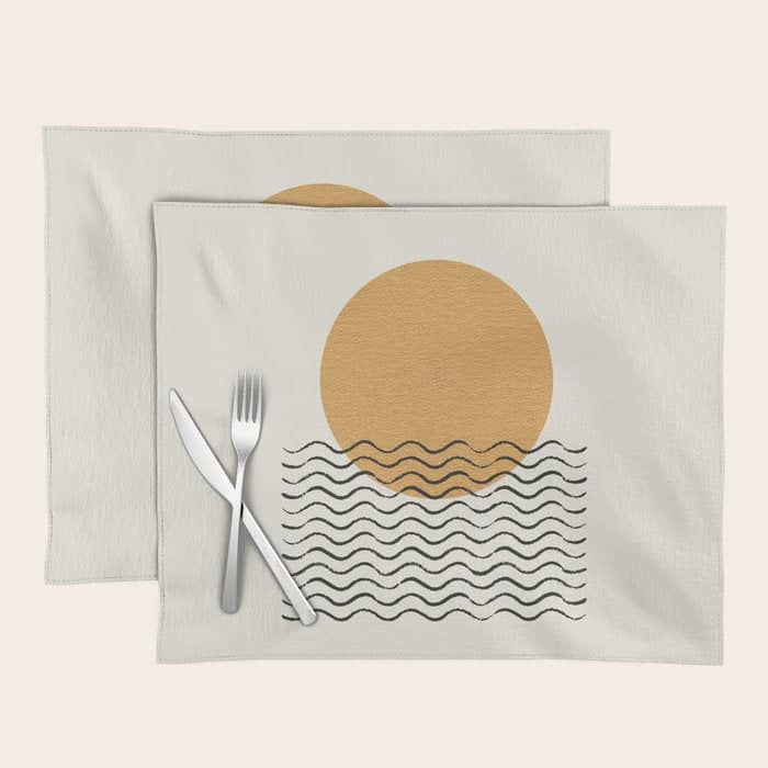 Ocean Wave Gold Sunrise - Mid Century Style Placemat