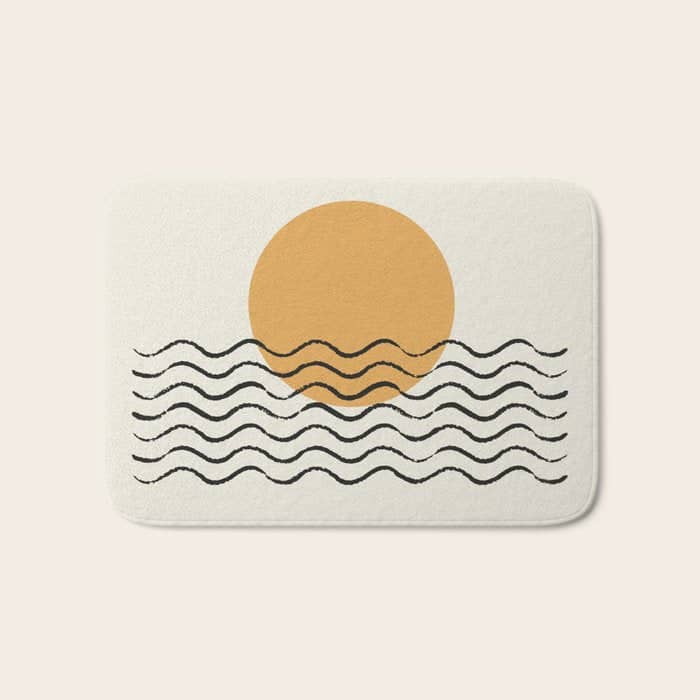 Ocean Wave Gold Sunrise - Mid Century Style Bath Mat