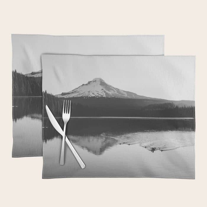 Wild Mountain Sunrise - Black And White Nature Photography Placemat