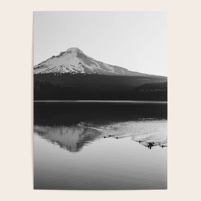 Wild Mountain Sunrise - Black And White Nature Photography Poster
