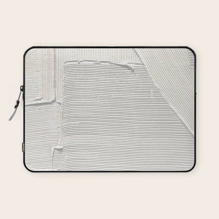 Relief [2]: An Abstract, Textured Piece In White By Alyssa Hamilton Art Laptop Sleeve