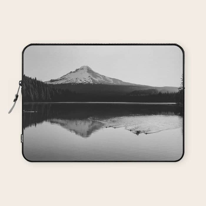 Wild Mountain Sunrise - Black And White Nature Photography Laptop Sleeve