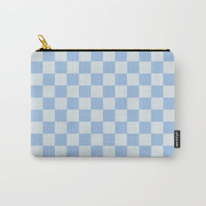 Checkerboard Mini Check Pattern In Powder Blue Carry All Pouch