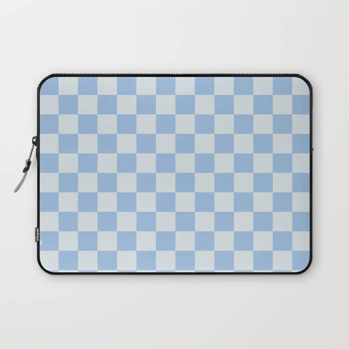 Checkerboard Mini Check Pattern In Powder Blue Laptop Sleeve