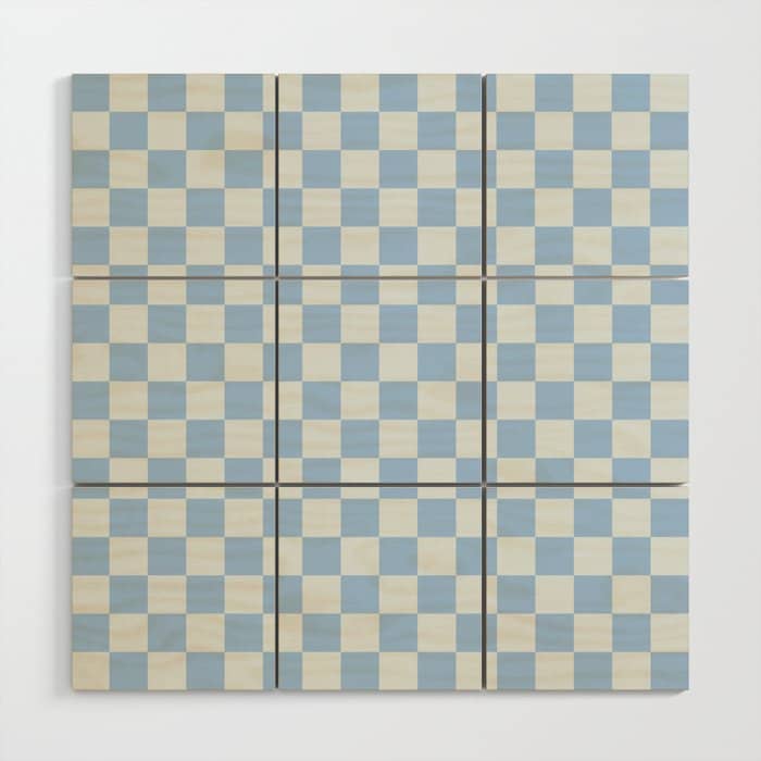 Checkerboard Mini Check Pattern In Powder Blue Wood Wall Art