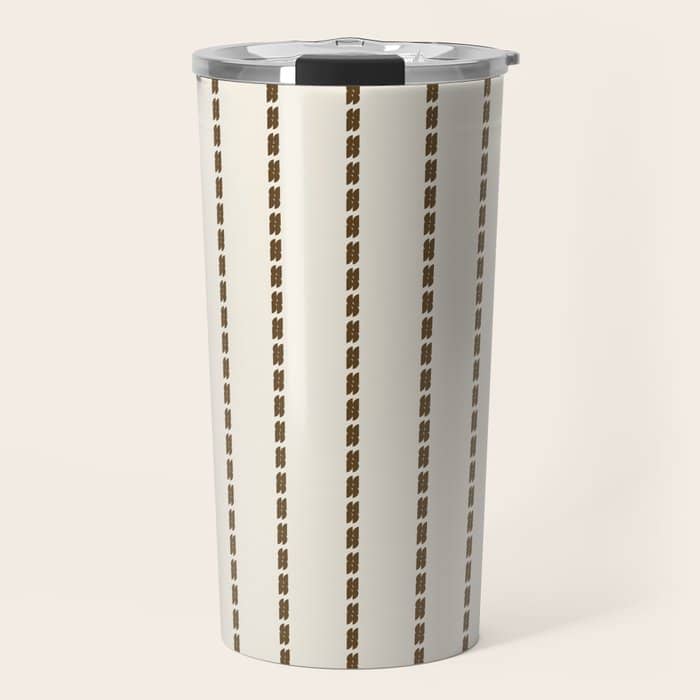 Dashed Lines (Cream & Chocolate) Travel Mug
