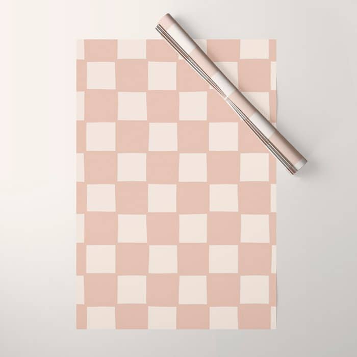 Playful Check In Sandy Beige Wrapping Paper