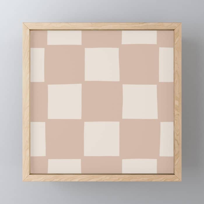 Playful Check In Sandy Beige Mini Art Print