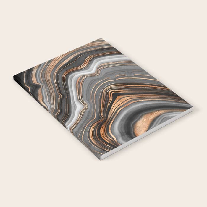 Elegant Black Marble With Gold And Copper Veins Notebook