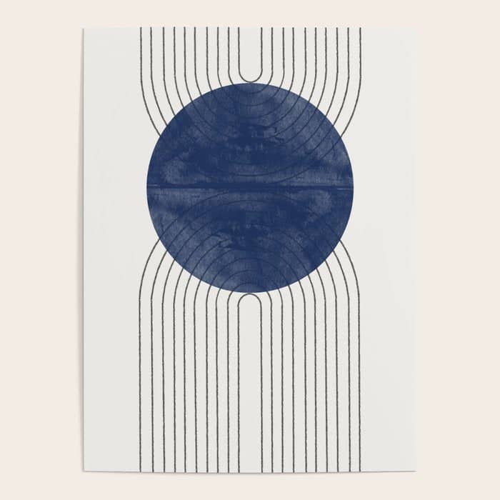 Mid Century Modern Blue Perfect Balance Poster