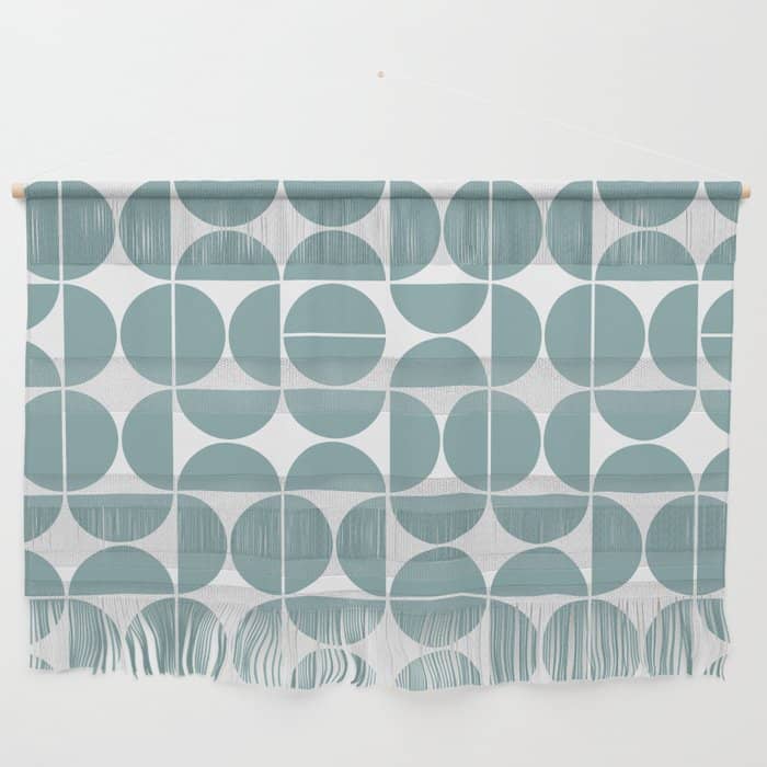 Mid Century Modern Geometric 04 Glass Blue Wall Hanging