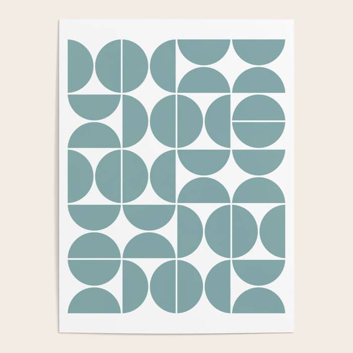 Mid Century Modern Geometric 04 Glass Blue Poster