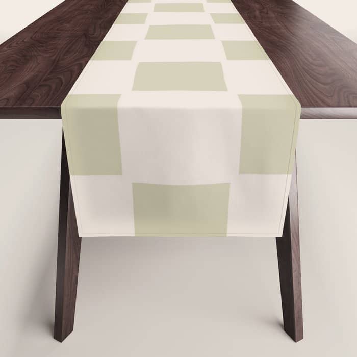 Playful Check In Olive Green Table Runner