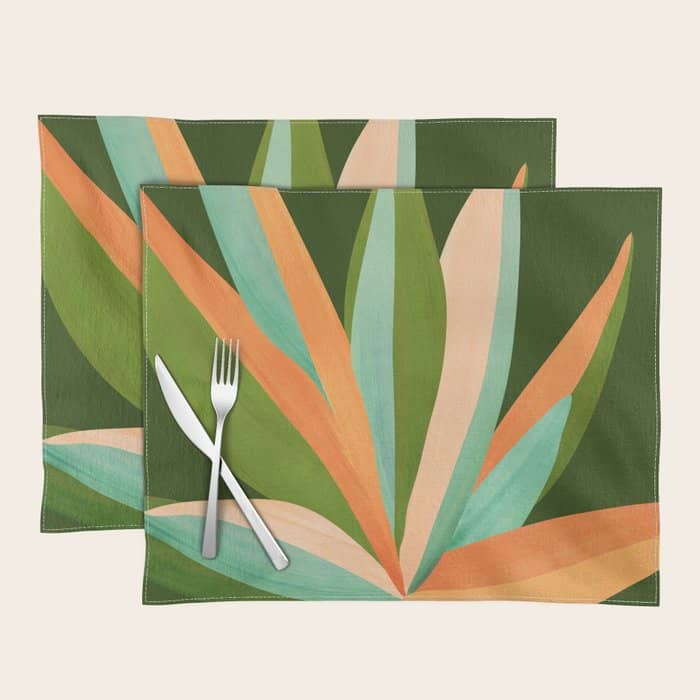 Colorful Agave Painted Cactus Illustration Placemat