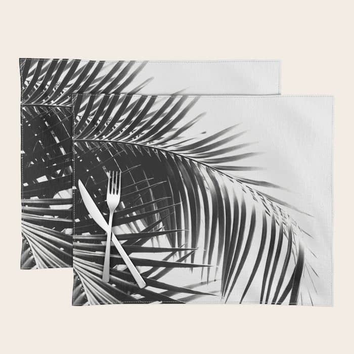 Palm Leaves Black & White Vibes #3 #Tropical #Decor #Art #Homestorie Placemat