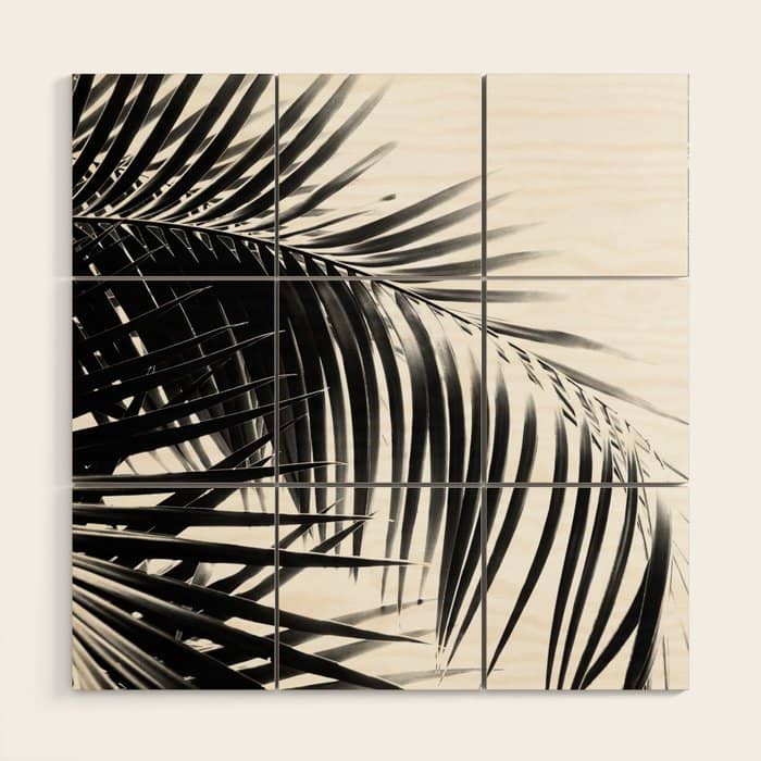 Palm Leaves Black & White Vibes #3 #Tropical #Decor #Art #Homestorie Wood Wall Art