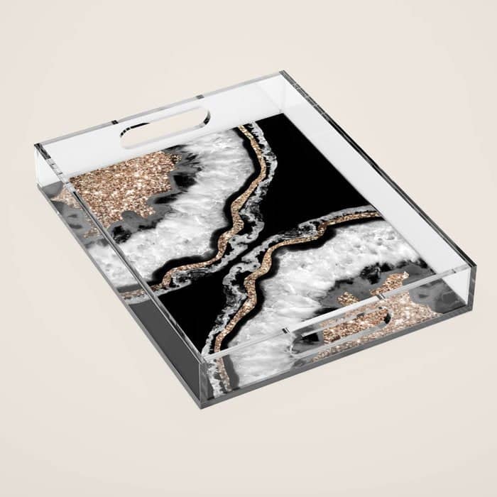 Yin Yang Agate Glitter Glam #8 #Gem #Decor #Art #Homestorie Acrylic Tray